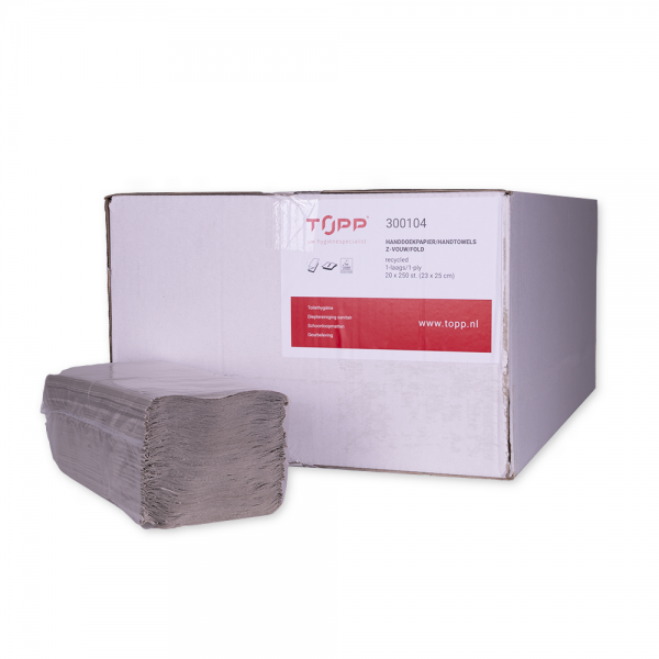 300104 TOPP Handdoekjes, 1-lgs, 25×23 cm, Z-vouw, recycled, naturel