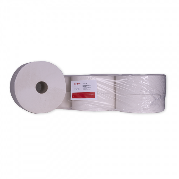 300234 TOPP Toiletpapier, 2-lgs, 6 x 380m, jumborollen, wit
